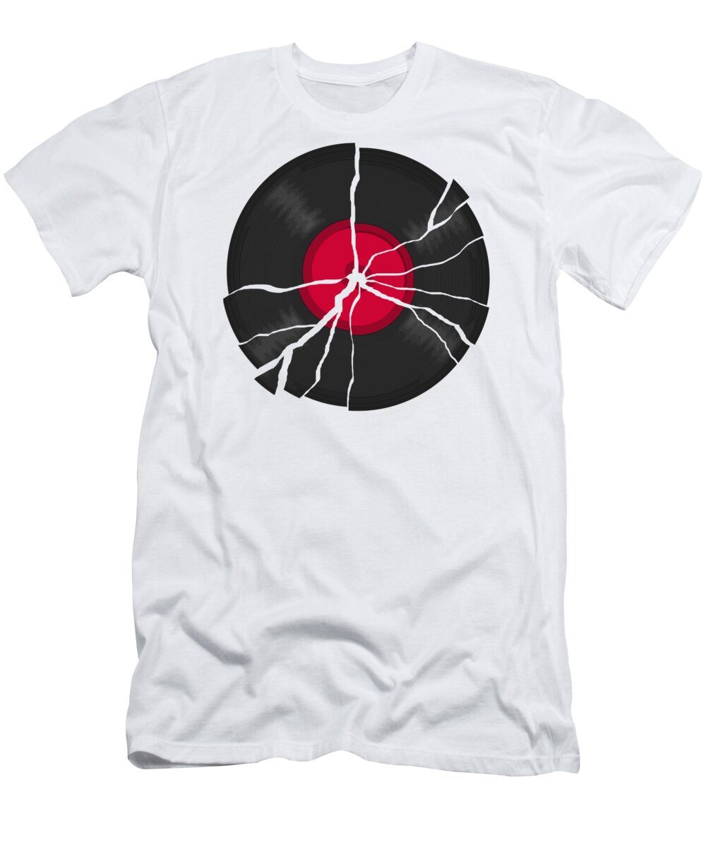 Cracked T-Shirt featuring the digital art Cracked LP Vinyl Record by Filip Schpindel