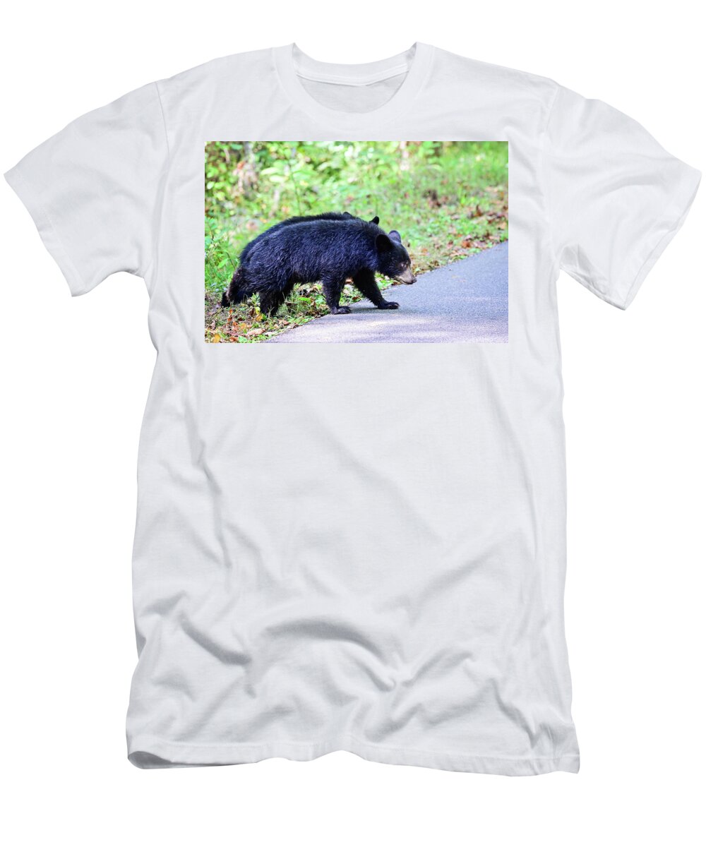 Wildlife T-Shirt featuring the photograph Crossing Cubs by Ed Stokes