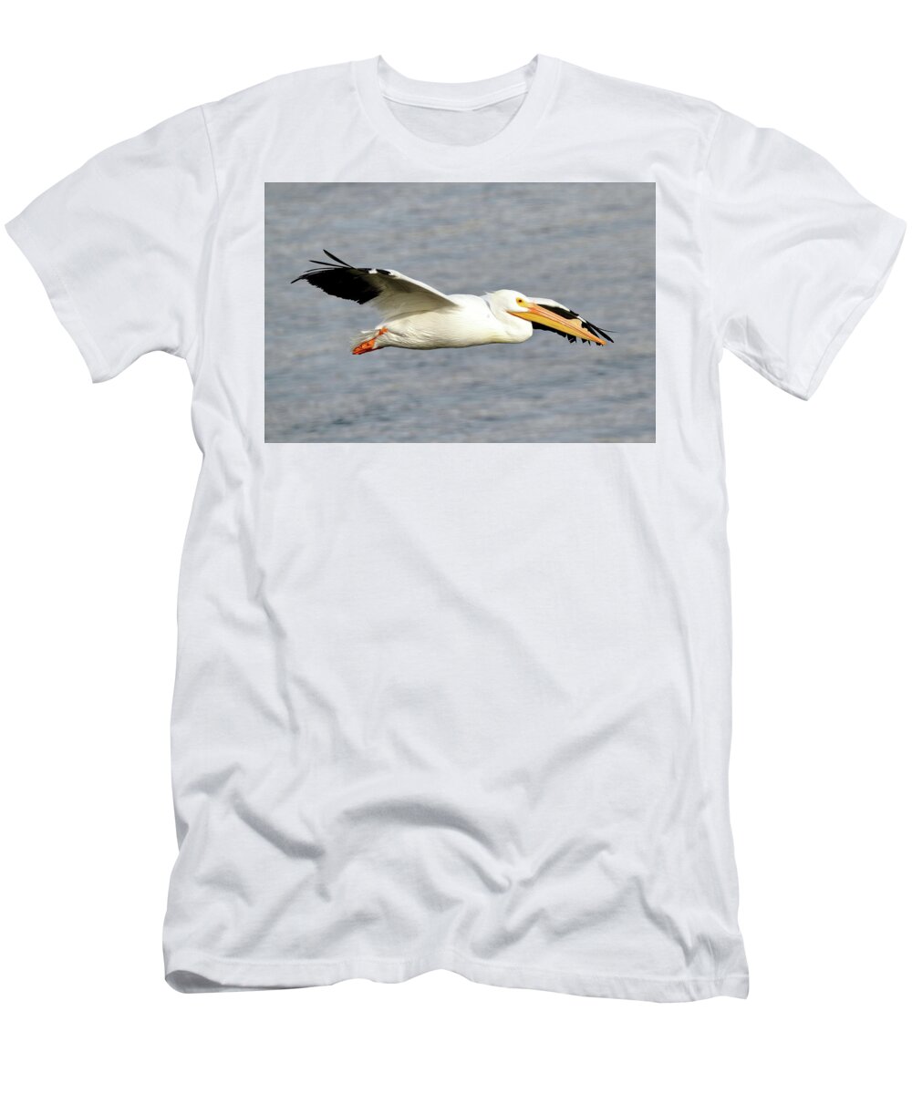 Pelicans T-Shirt featuring the photograph Cruising Along by Lens Art Photography By Larry Trager