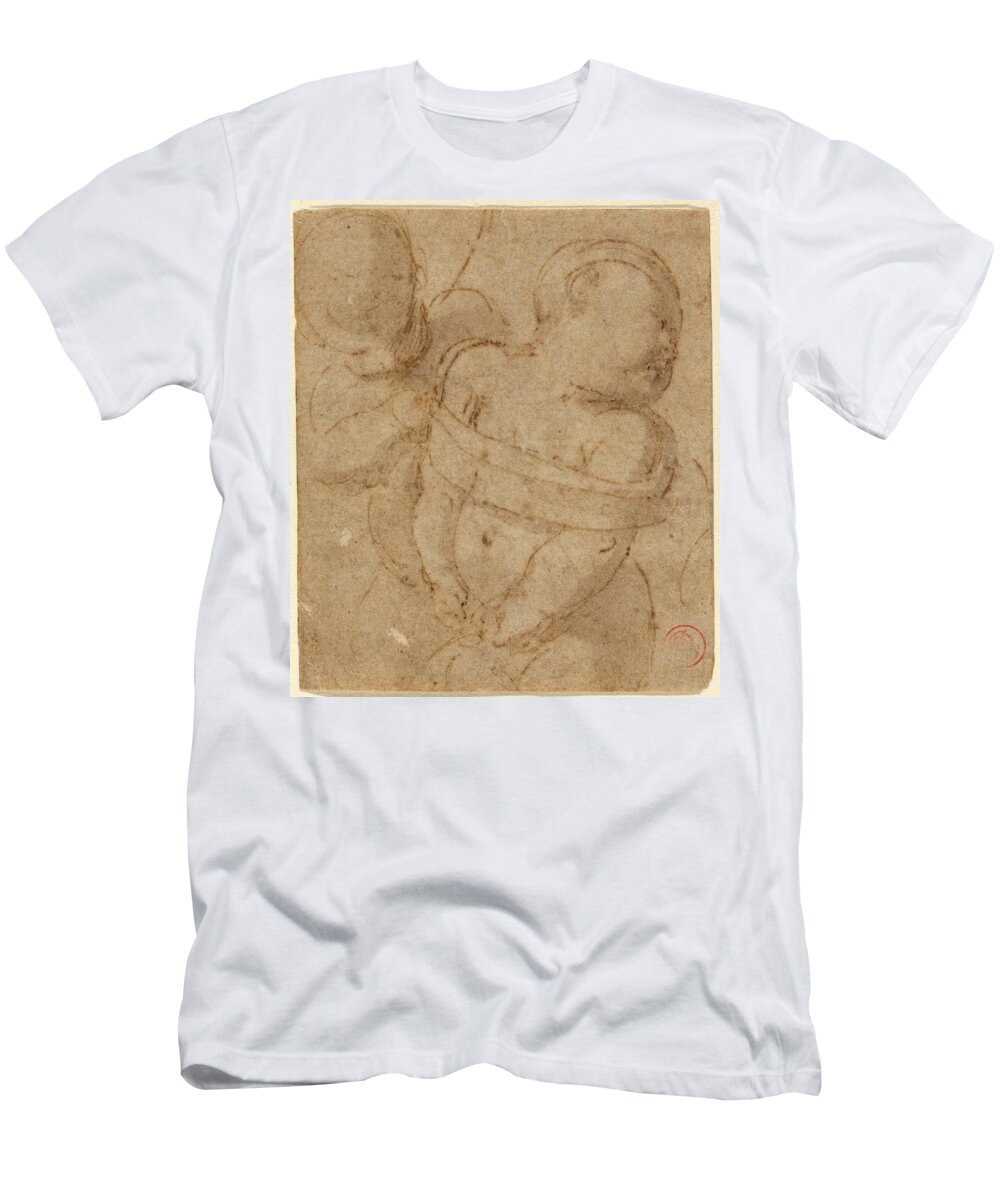 Attributed To Raphael T-Shirt featuring the drawing Cupid Bound by Attributed to Raphael