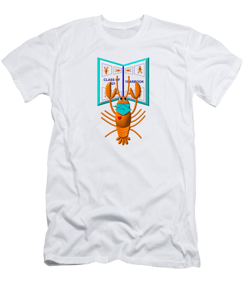 Cute Critters With Heart Yabby With A Yearbook T-Shirt featuring the digital art Cute Critters With Heart Yabby with a Yearbook by Rose Santuci-Sofranko