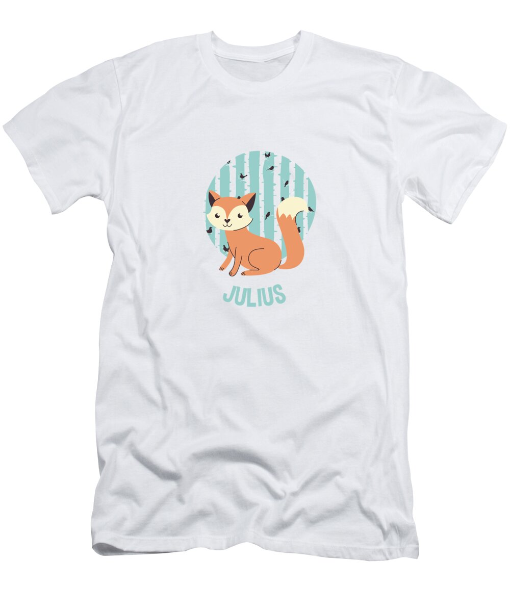 Adorable T-Shirt featuring the digital art Cute Fox on a Forest Background by Jacob Zelazny