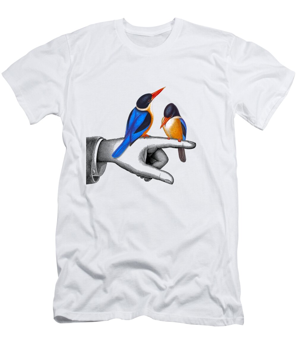 Kingfisher T-Shirt featuring the digital art Cute Together by Madame Memento