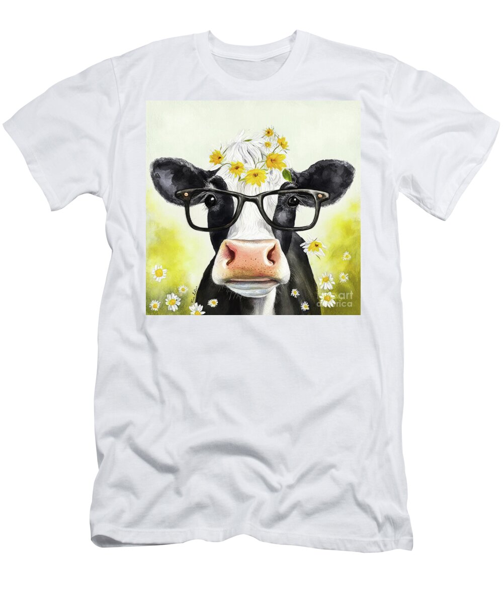 Cow T-Shirt featuring the painting Cutie Pie Chloe by Tina LeCour