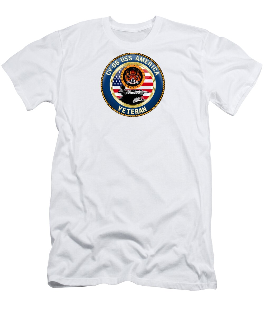 Cv66 T-Shirt featuring the digital art CV-66 USS America by Mil Merchant