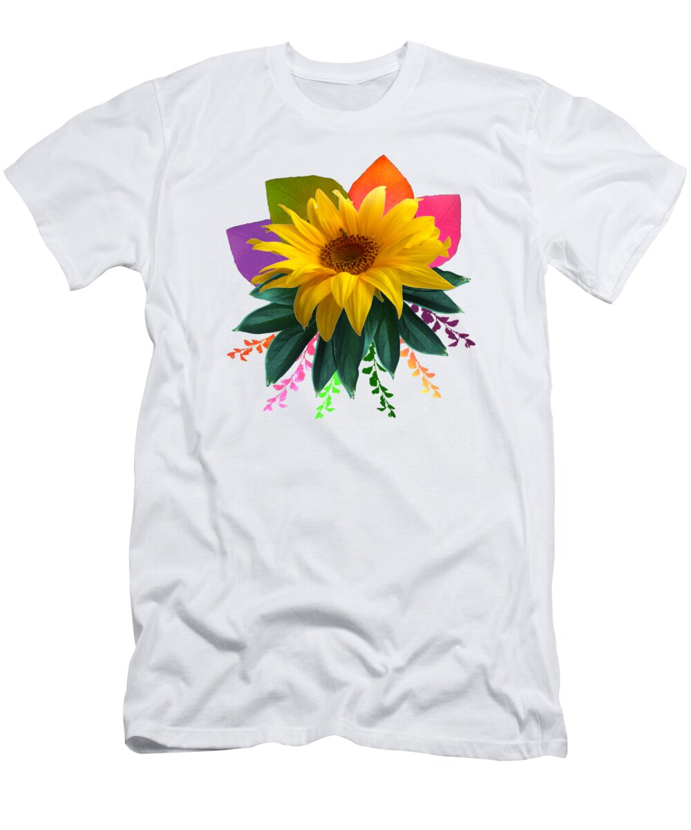 Daisy T-Shirt featuring the digital art Daisy Autumn Floral Bouquet by Delynn Addams