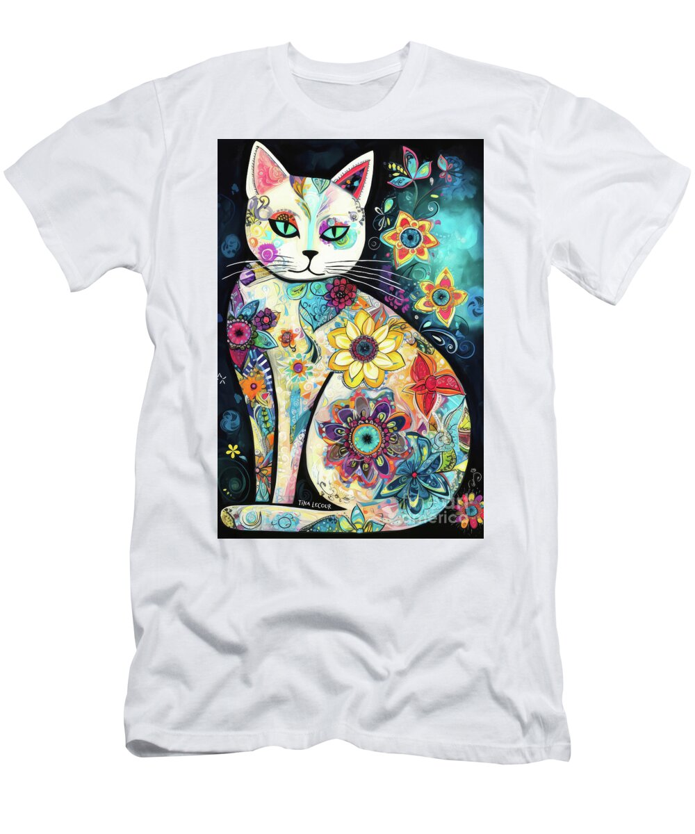Kitten T-Shirt featuring the painting Daisy Kitten by Tina LeCour