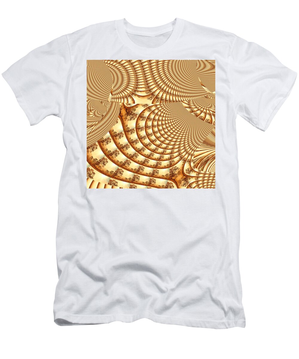 Fractal T-Shirt featuring the mixed media Dancing With The Sun by Stephane Poirier