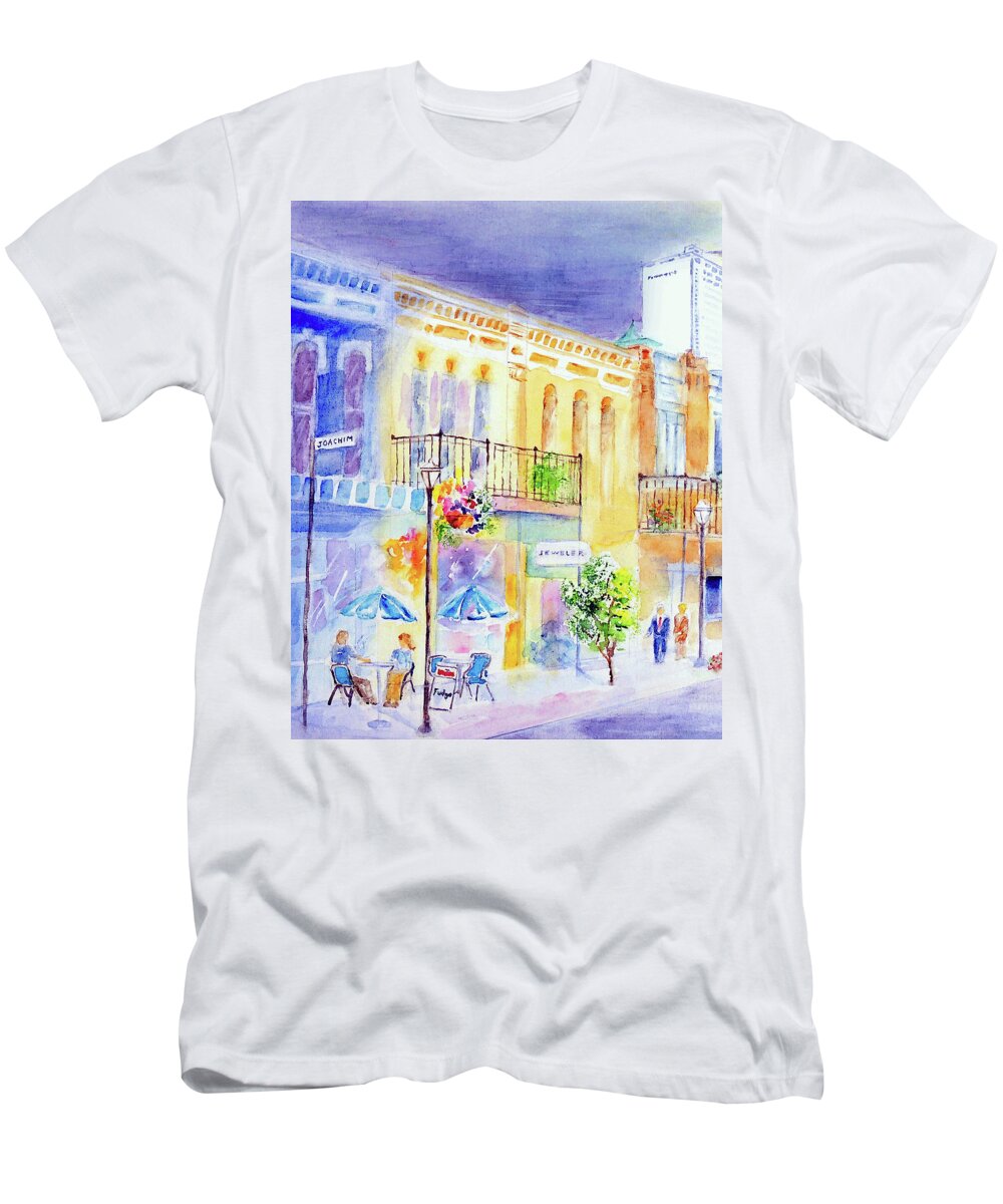 Mobile T-Shirt featuring the painting Dauphin Street in Mobile by Jerry Fair