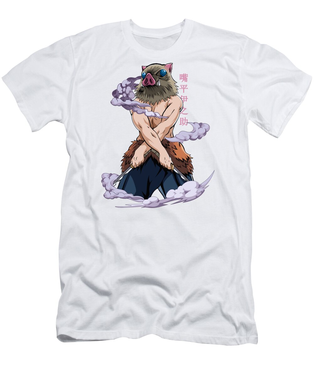 Video Game T-Shirt featuring the drawing Day Gift demon slayer Inosuke by Anime-Video Game