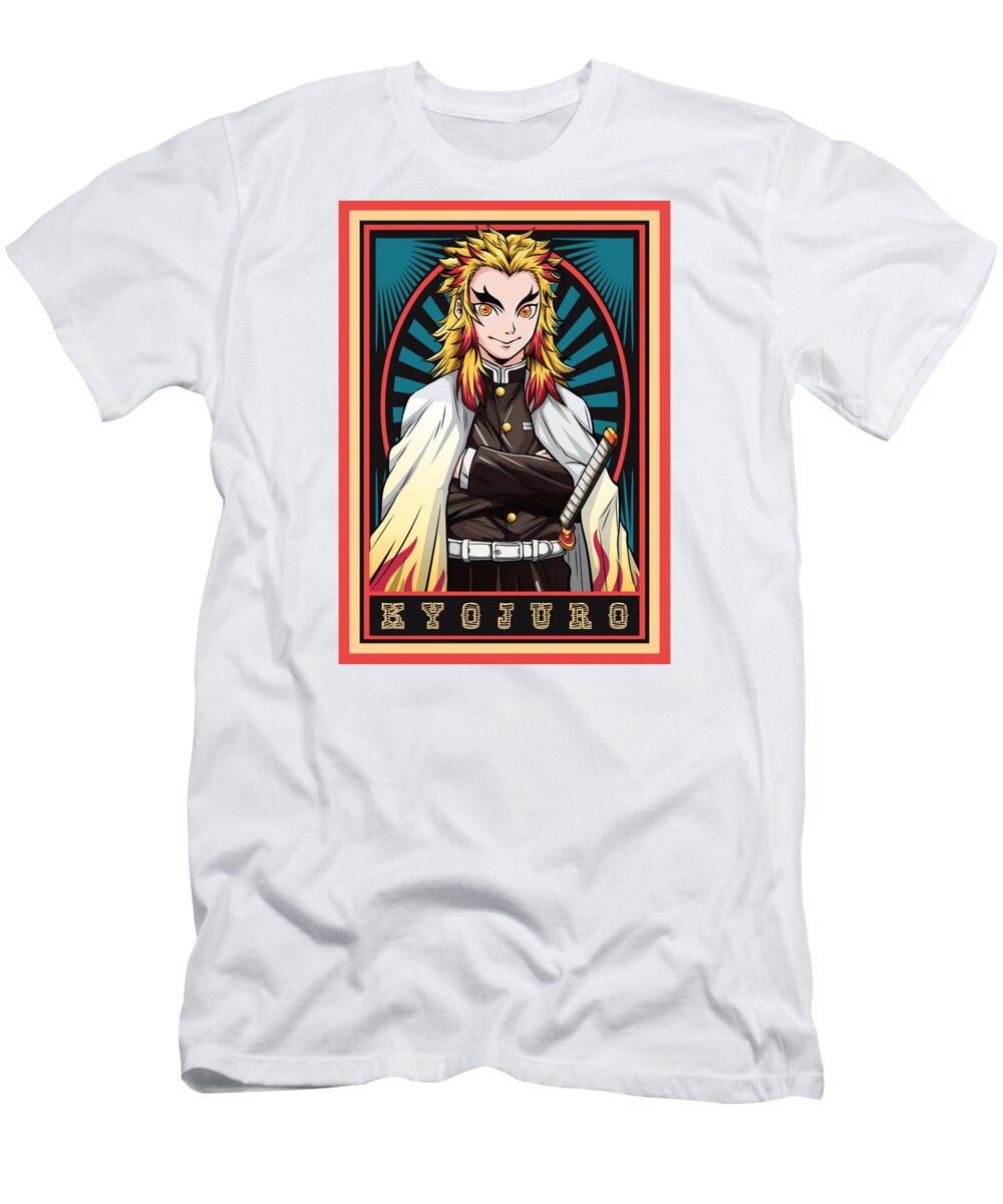 Video Game T-Shirt featuring the drawing Day Gifts Demon Slayer Kyojuro Rengoku by Anime-Video Game
