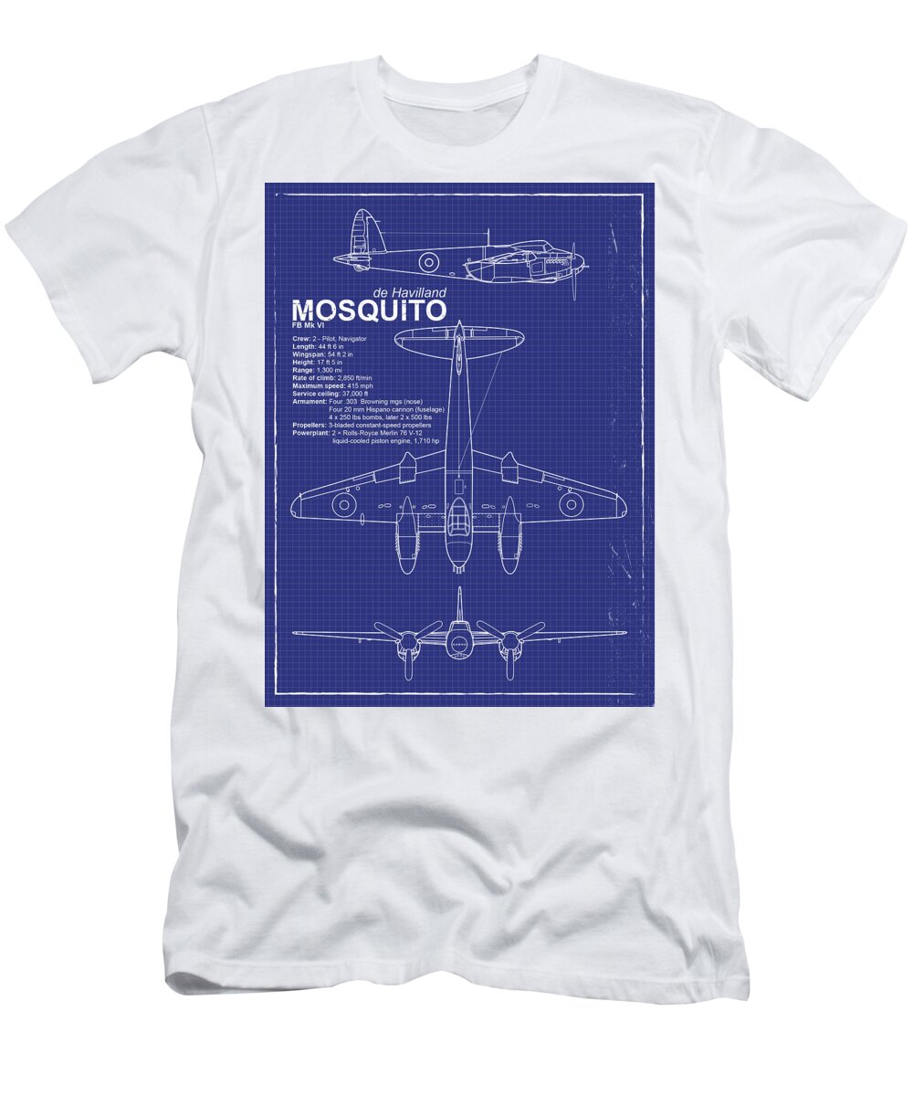 Mosquito T-Shirt featuring the digital art DeHaviland Mosquito by Thomas La Padula