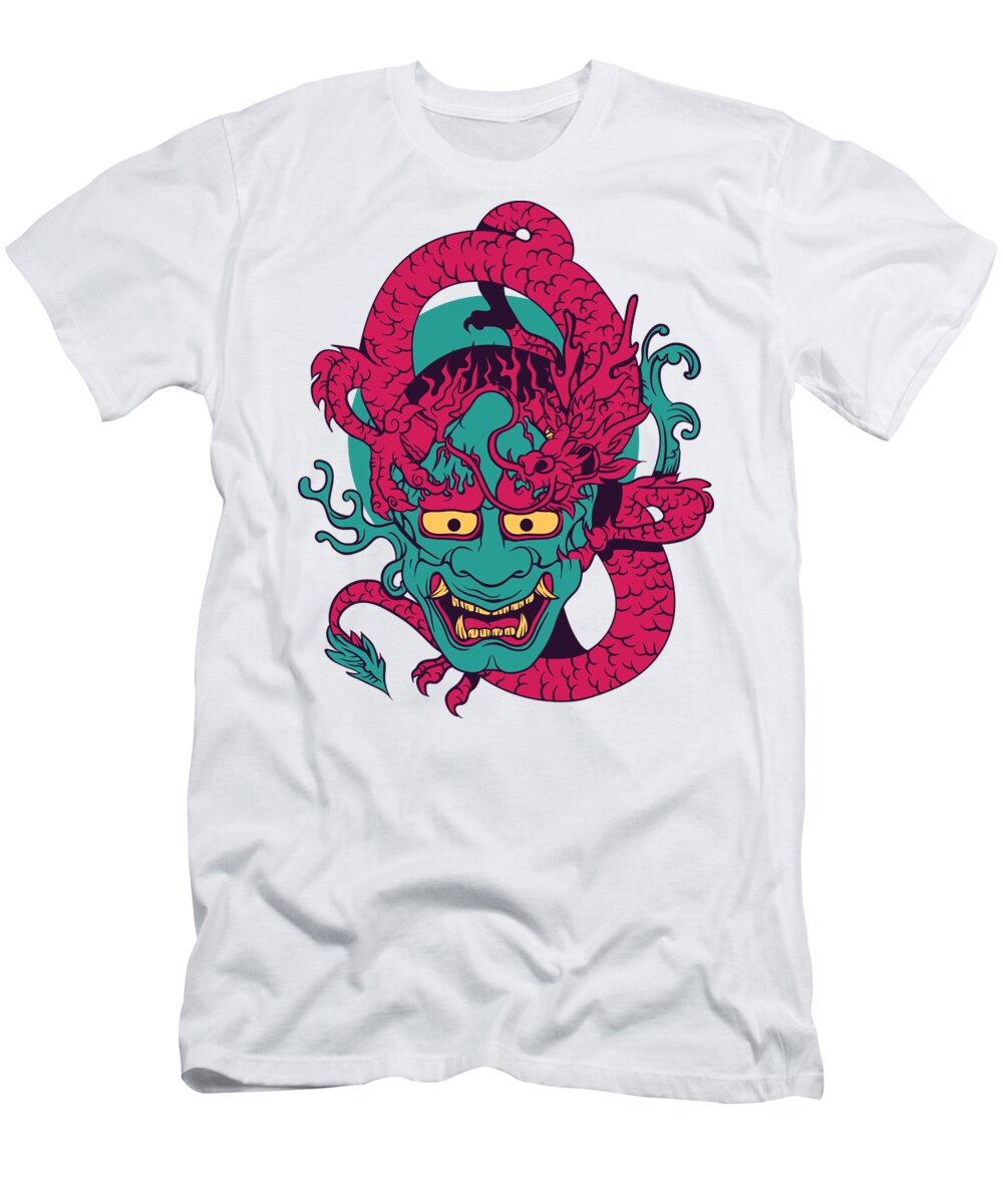 Japanese T-Shirt featuring the digital art Demon Chinese Dragon by Jacob Zelazny