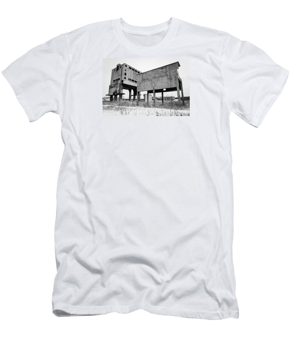 Dark T-Shirt featuring the photograph Dilapidated industrial building by Martin Vorel Minimalist Photography