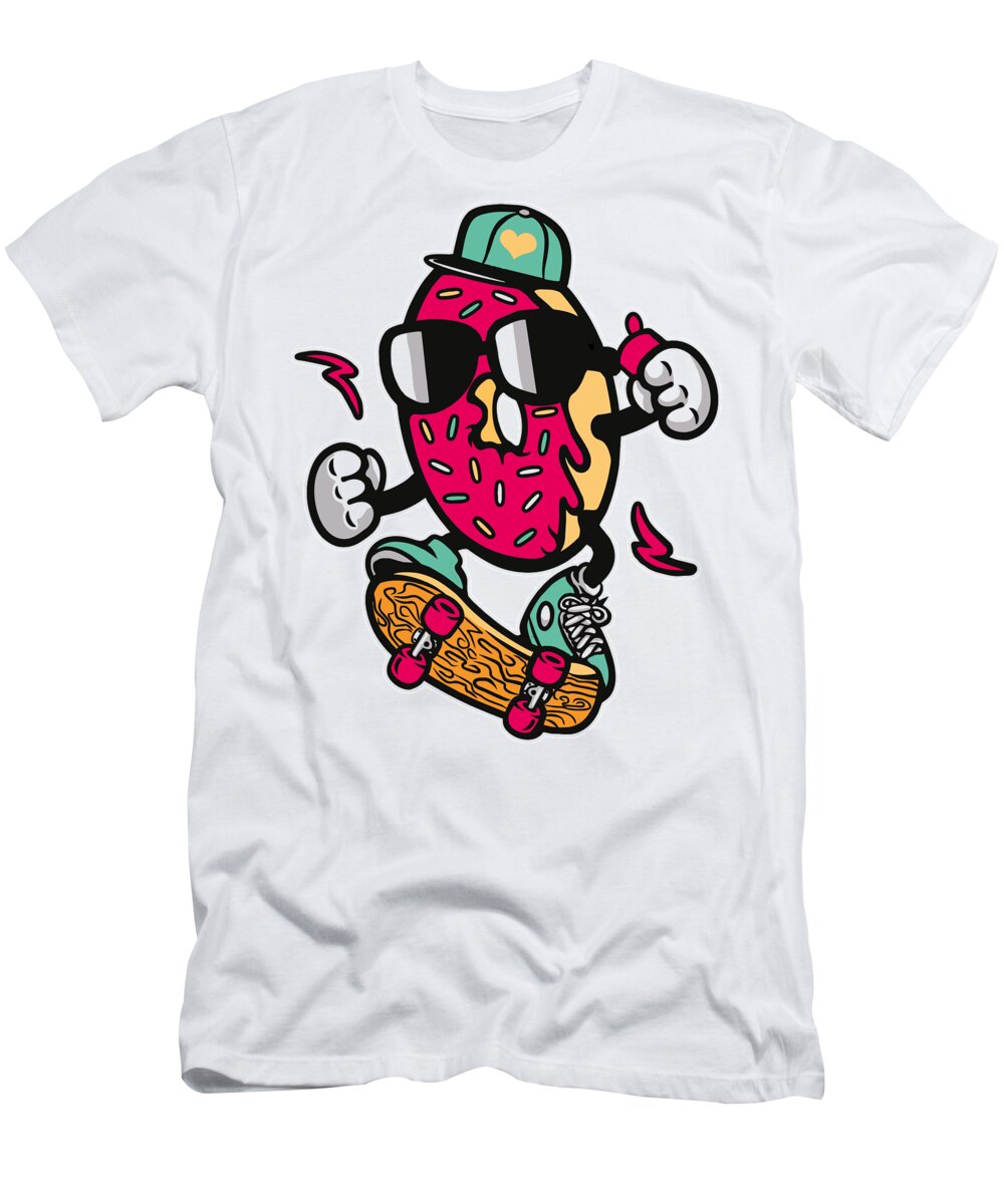 Donuts T-Shirt featuring the digital art Donut Skater by Long Shot