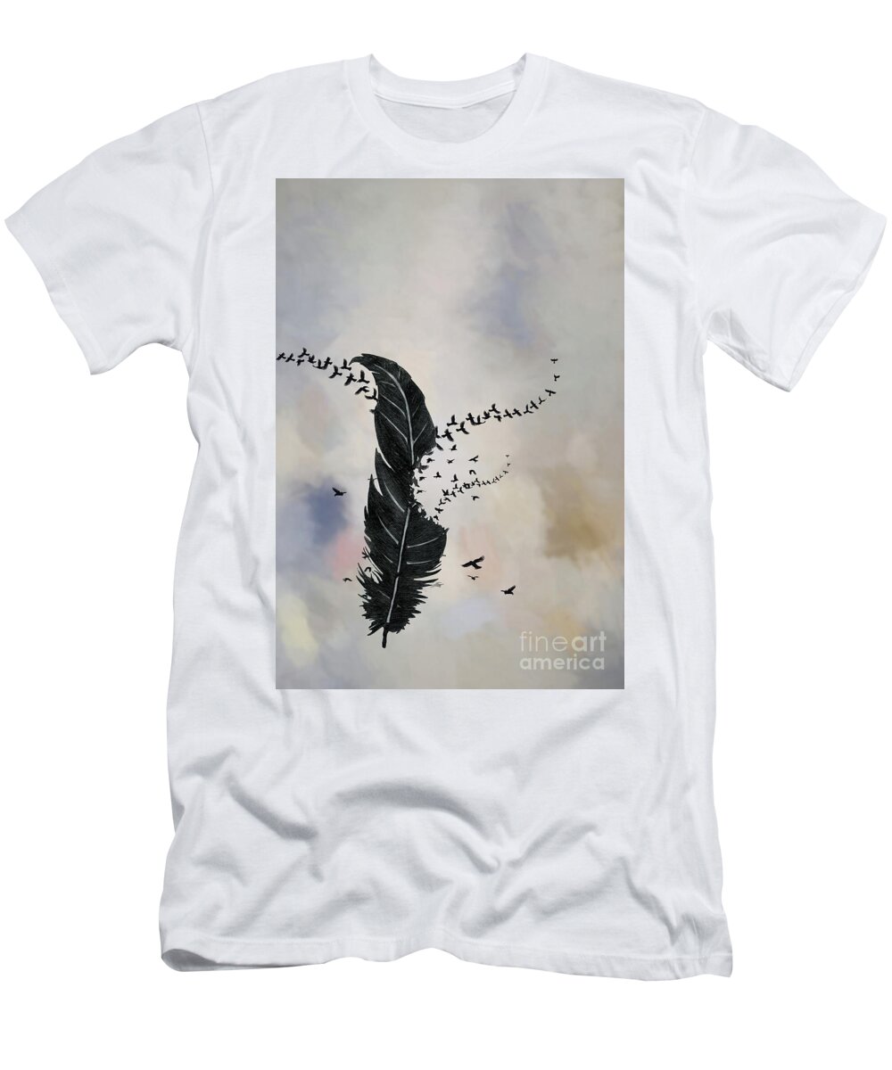 Corvid T-Shirt featuring the digital art Feather Crows by Jim Hatch
