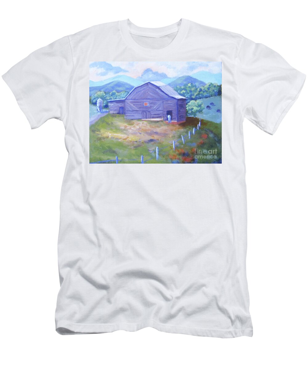 Farm T-Shirt featuring the painting Dr. Brown's Bison Farm by Anne Marie Brown