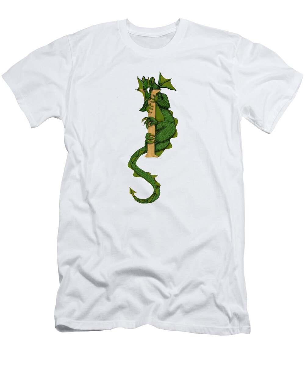 Letter I T-Shirt featuring the mixed media Dragon Letter I by Donna Huntriss