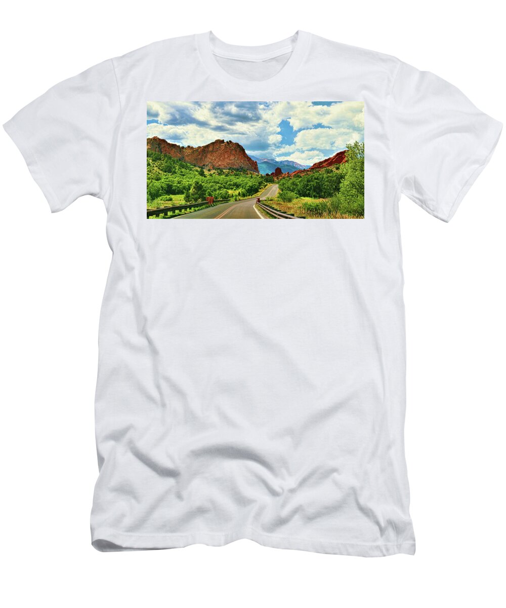 Colorado T-Shirt featuring the photograph Driving Through the Garden of the Gods by Ola Allen