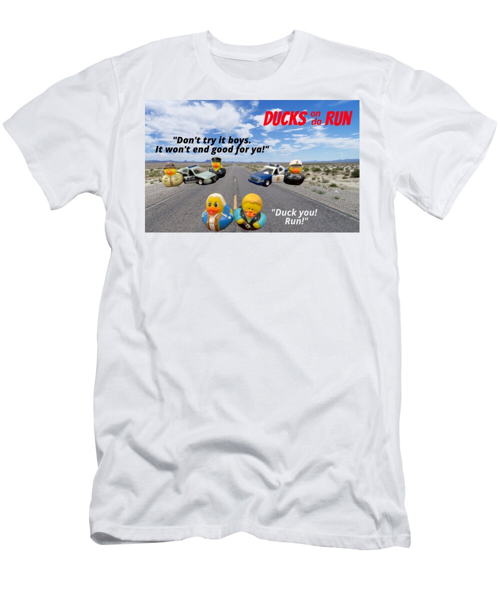 Duck T-Shirt featuring the photograph Ducks on da Run by Lee Darnell
