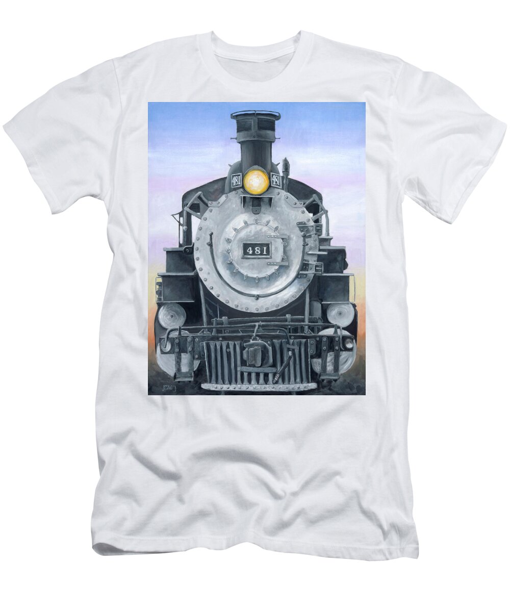 Steam Engine T-Shirt featuring the painting Durango Train by Jerry McElroy