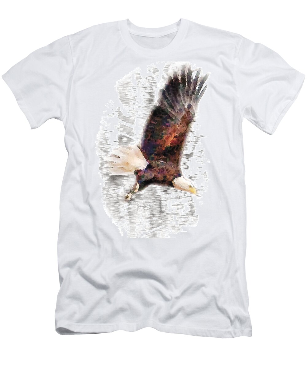 Bold Eagle T-Shirt featuring the digital art Eagle - Bone Mesa by Gene Bollig