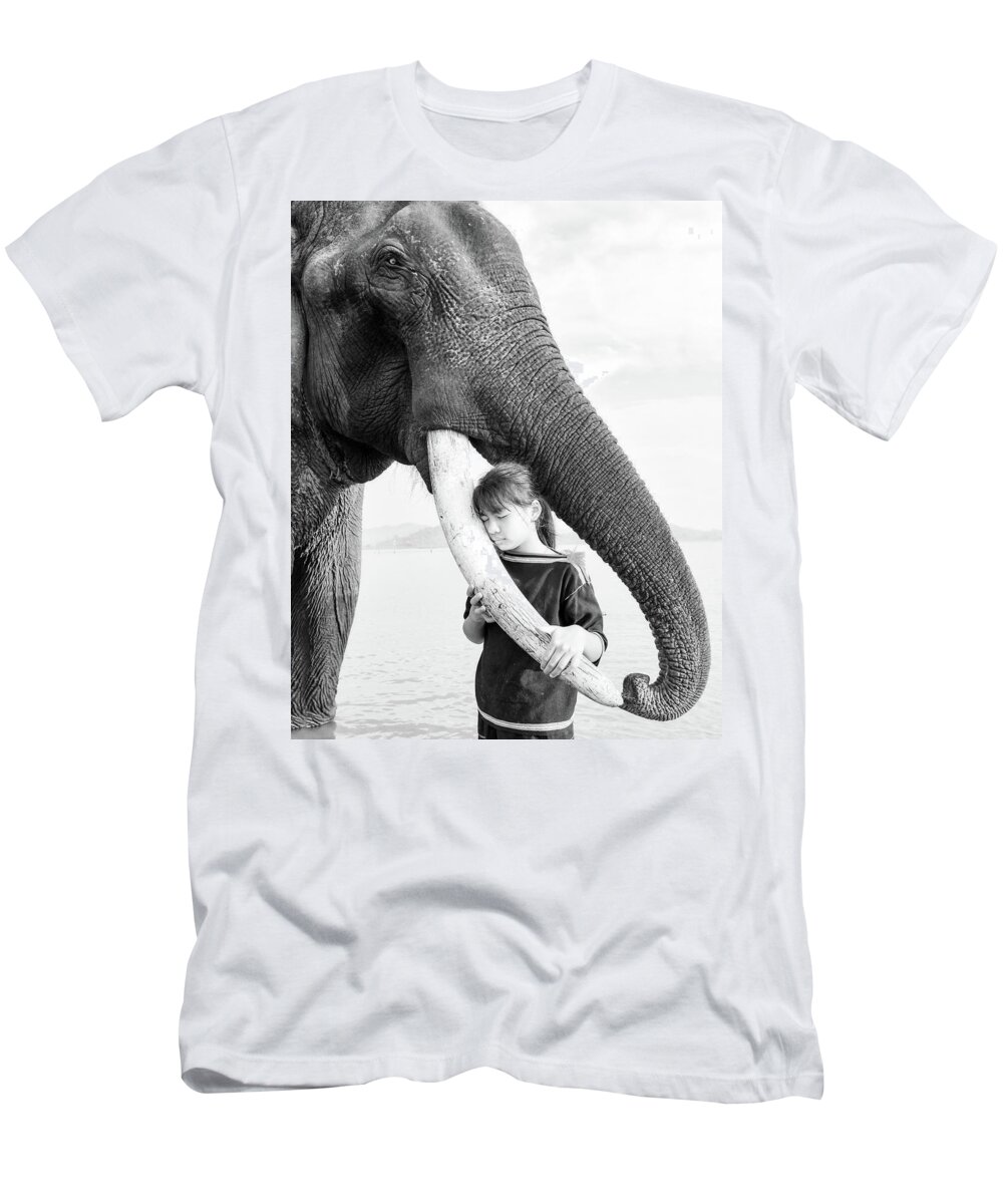Awesome T-Shirt featuring the photograph Elephant Love by Khanh Bui Phu