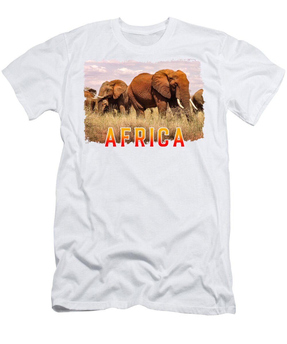Elephant T-Shirt featuring the photograph Elephants in the Savannah by Livingstone Gachigo