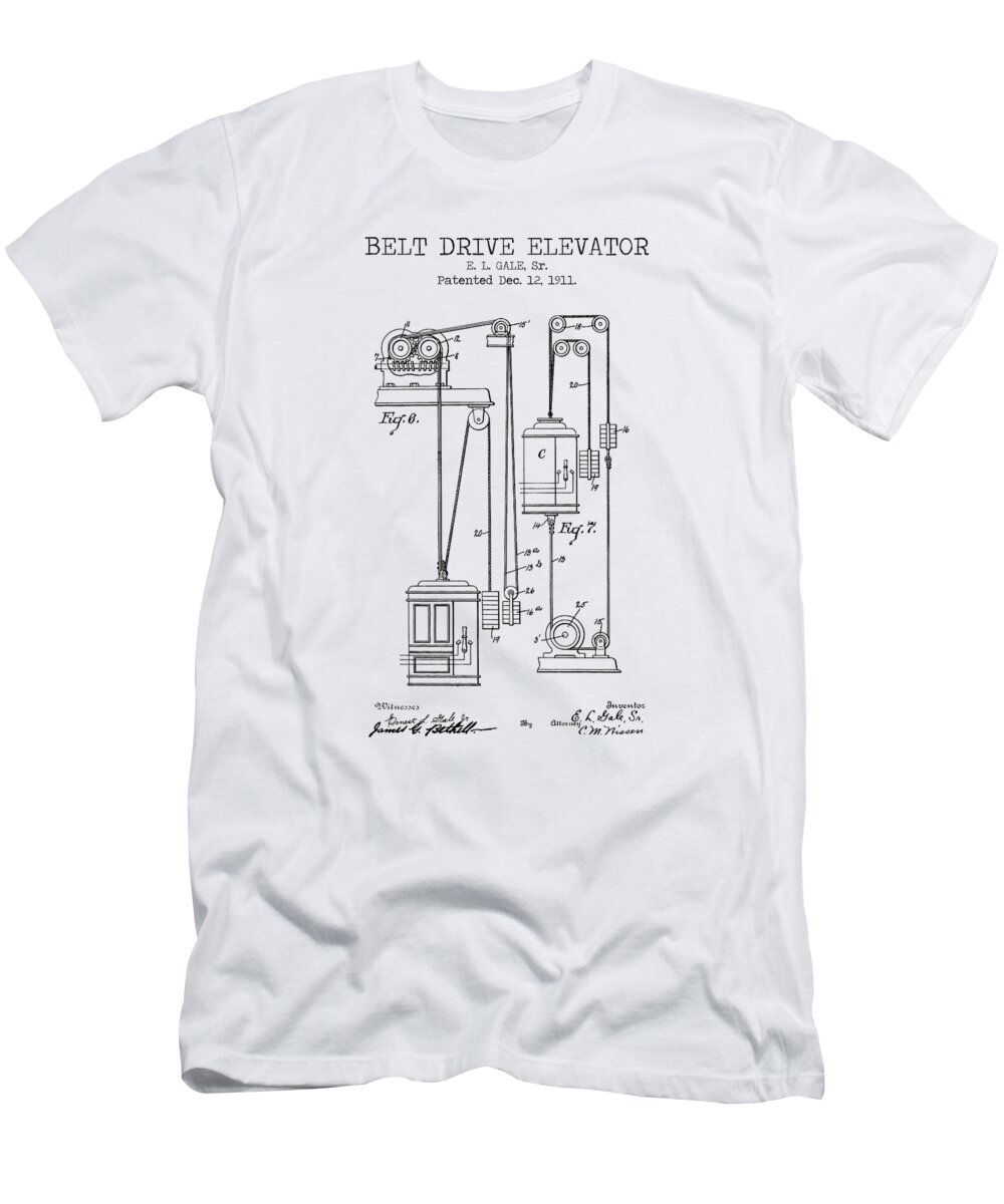 Elevator Patent T-Shirt featuring the digital art ELEVATOR patent by Dennson Creative