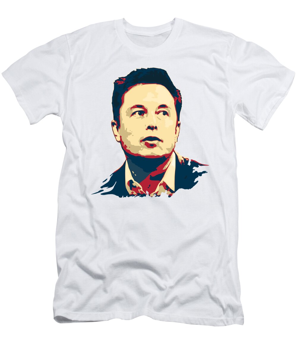 Elon T-Shirt featuring the digital art Elon Musk Pop Art by Filip Schpindel
