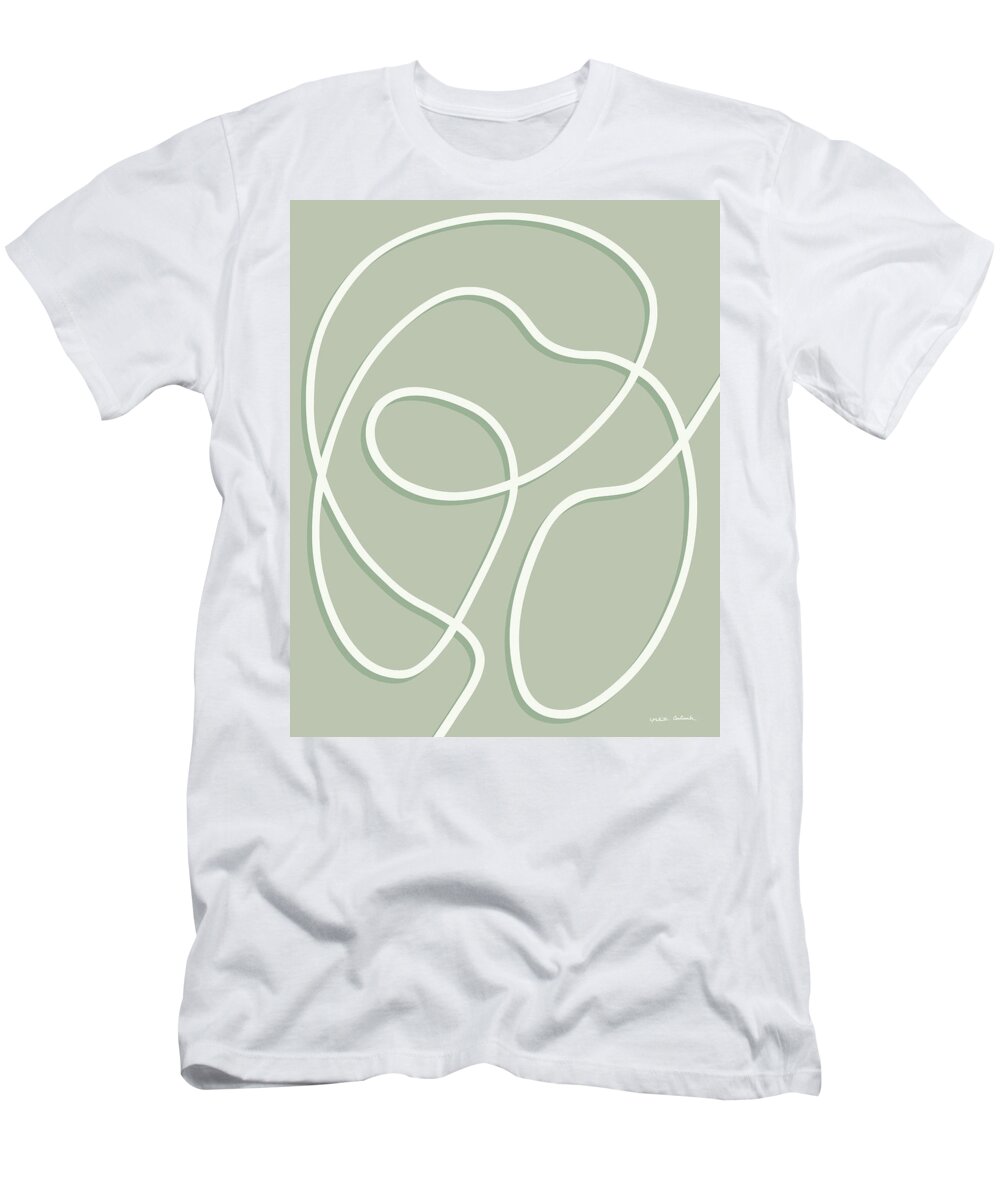 Nikita Coulombe T-Shirt featuring the painting Embrace 1 in mint by Nikita Coulombe