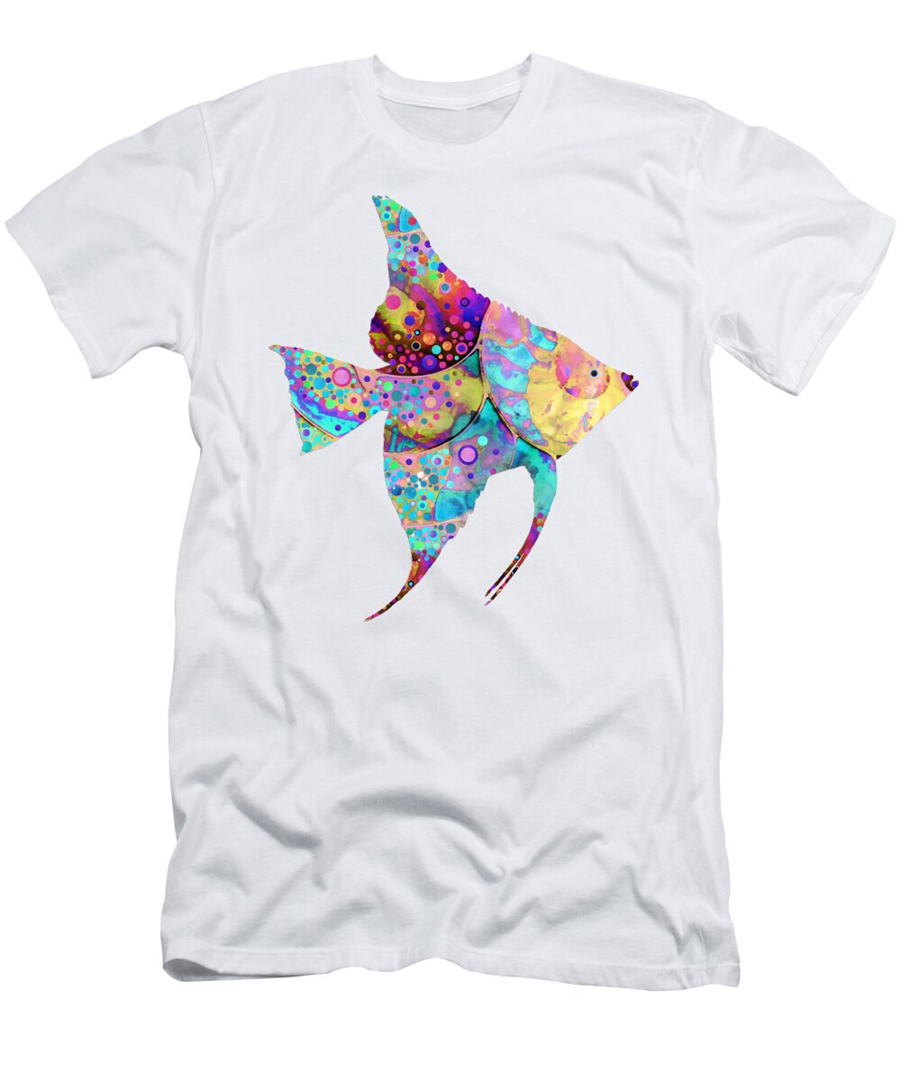 Fish T-Shirt featuring the painting Enchanted Angel Fish Tropical Beach Art by Sharon Cummings