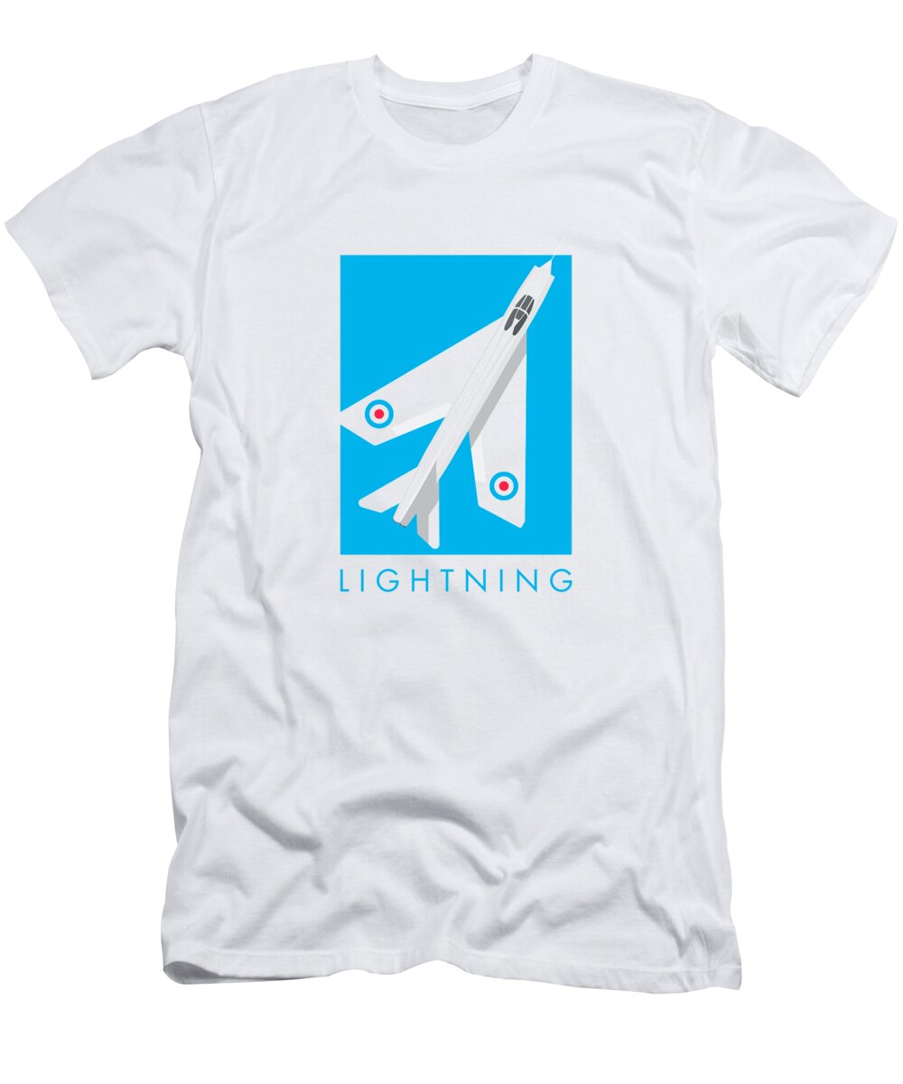 English Electric T-Shirt featuring the digital art English Electric Lightning fighter jet aircraft - Blue by Organic Synthesis