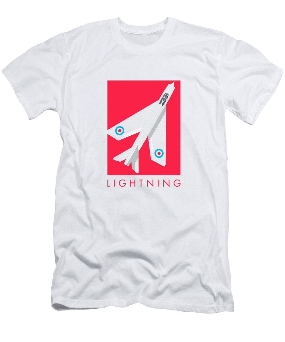 English Electric T-Shirt featuring the digital art English Electric Lightning fighter jet aircraft - Crimson by Organic Synthesis