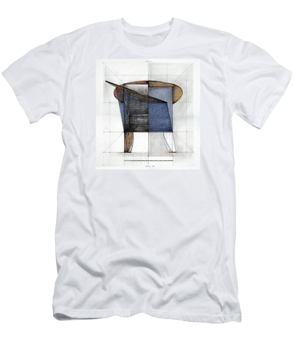 Chair T-Shirt featuring the drawing Enigma Chair Analytique Drawing by Paul HAIGH