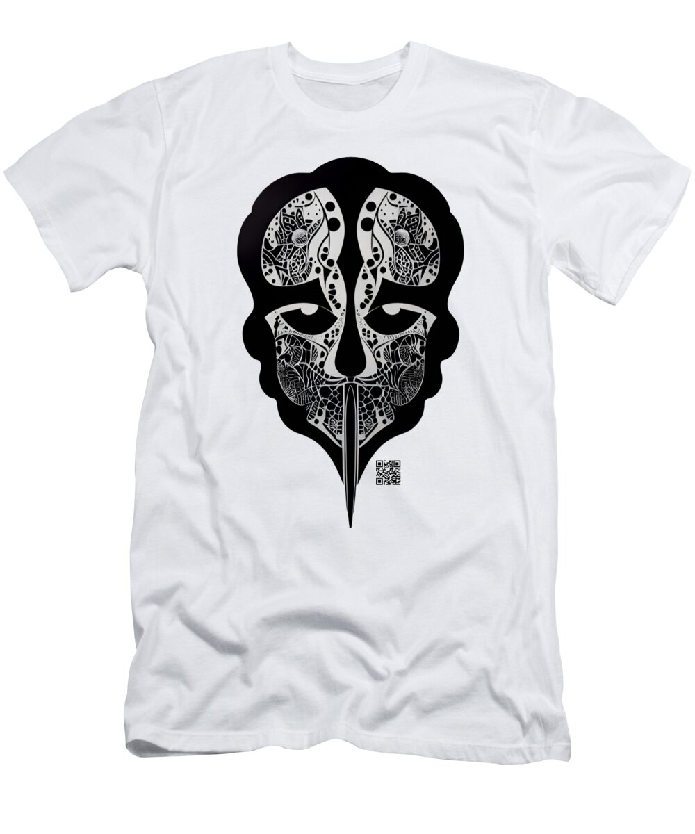 Tattoo T-Shirt featuring the drawing Enigmatic Skull by Rafael Salazar