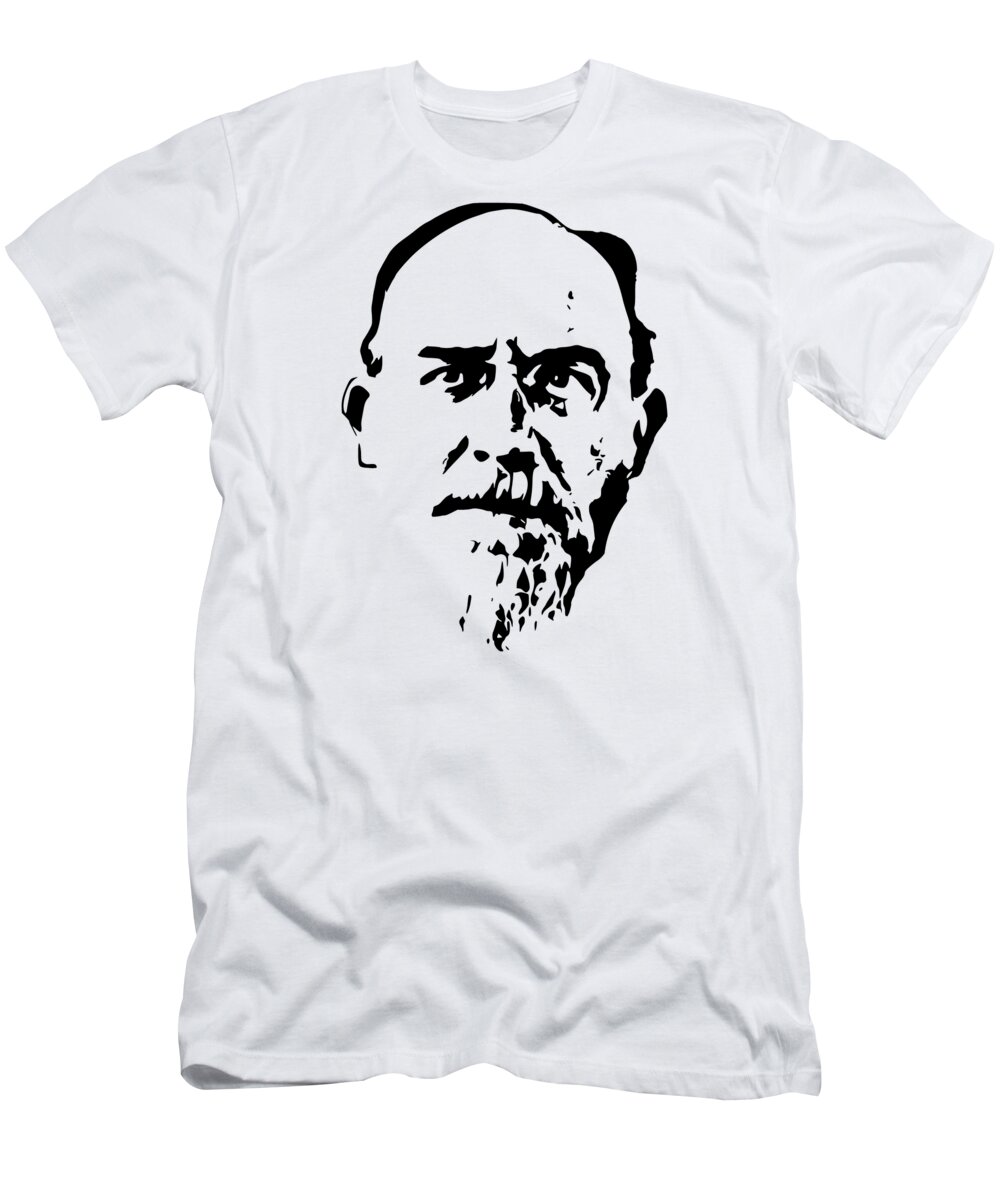 Eric Satie T-Shirt featuring the digital art Eric Satie Black On White by Filip Schpindel