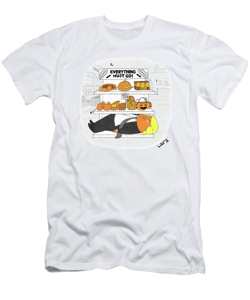 Captionless T-Shirt featuring the drawing Everything Must Go by Lars Kenseth