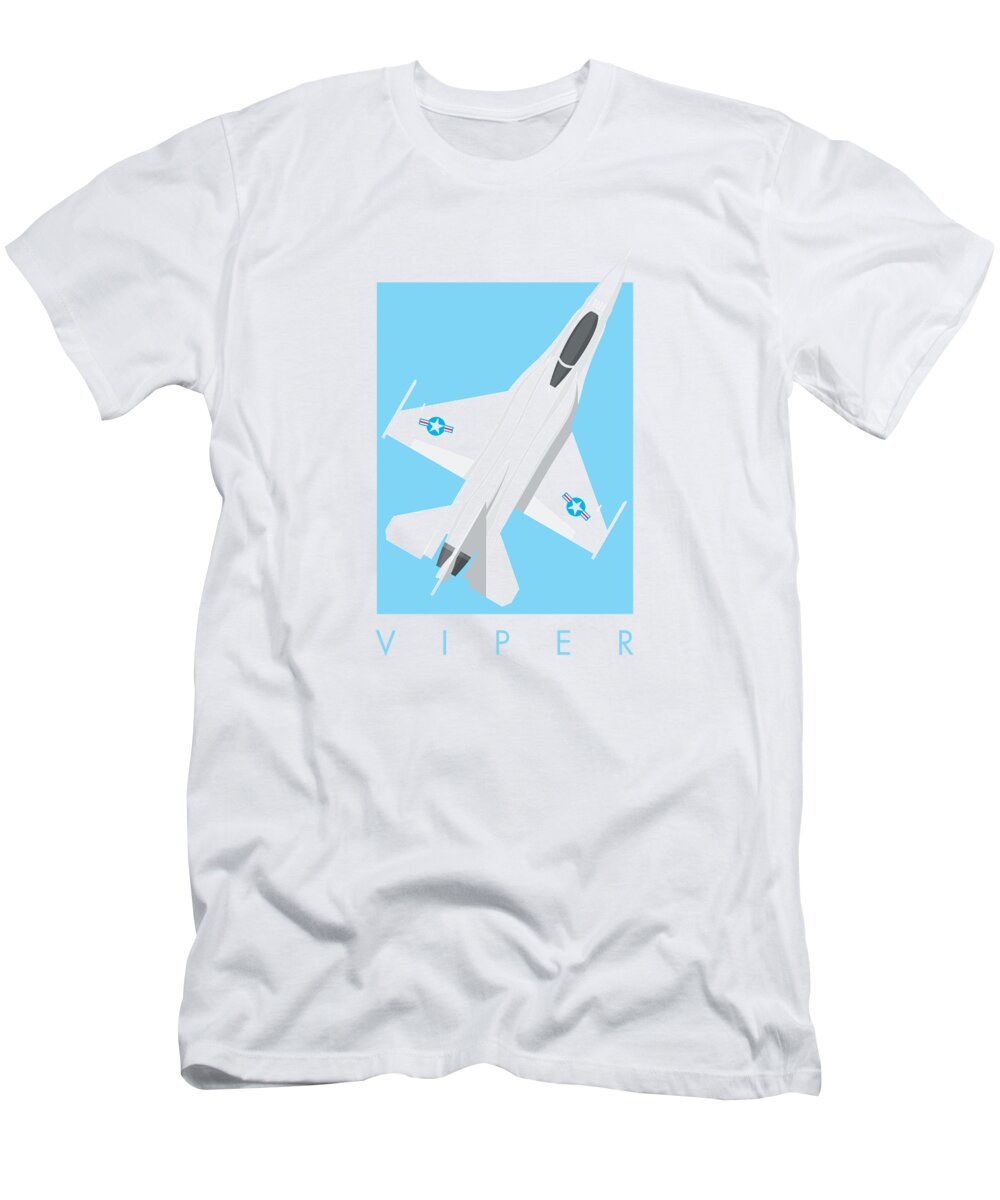 Fighter T-Shirt featuring the digital art F-16 Viper Fighter Jet Aircraft - Sky by Organic Synthesis