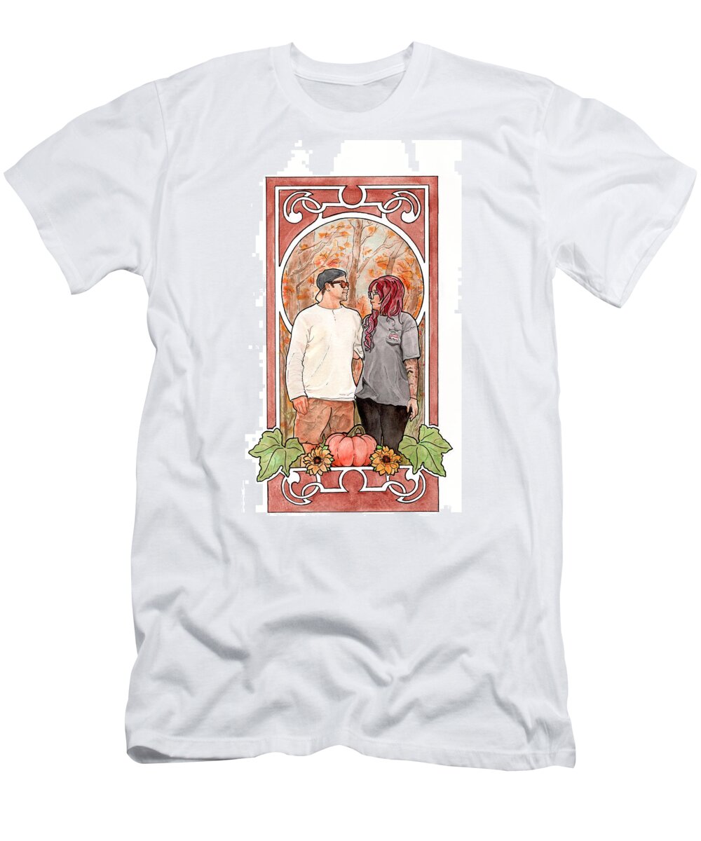 Love T-Shirt featuring the painting Fall Embrace by Tiffany DiGiacomo