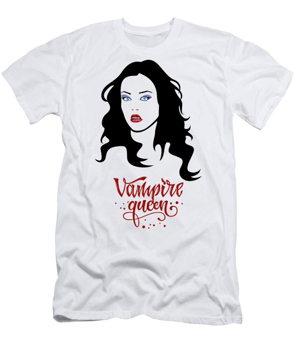 Squad T-Shirt featuring the digital art Female Vampire, Vampire Girl, Vampire Lady, Vampire Bite, Vampire Queen, Vampire Princess by Mounir Khalfouf
