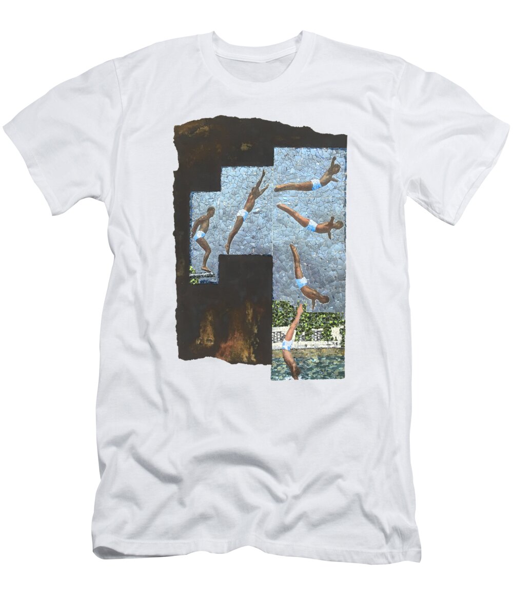Mosaic T-Shirt featuring the mixed media Fig. 60. The swan dive. by Matthew Lazure