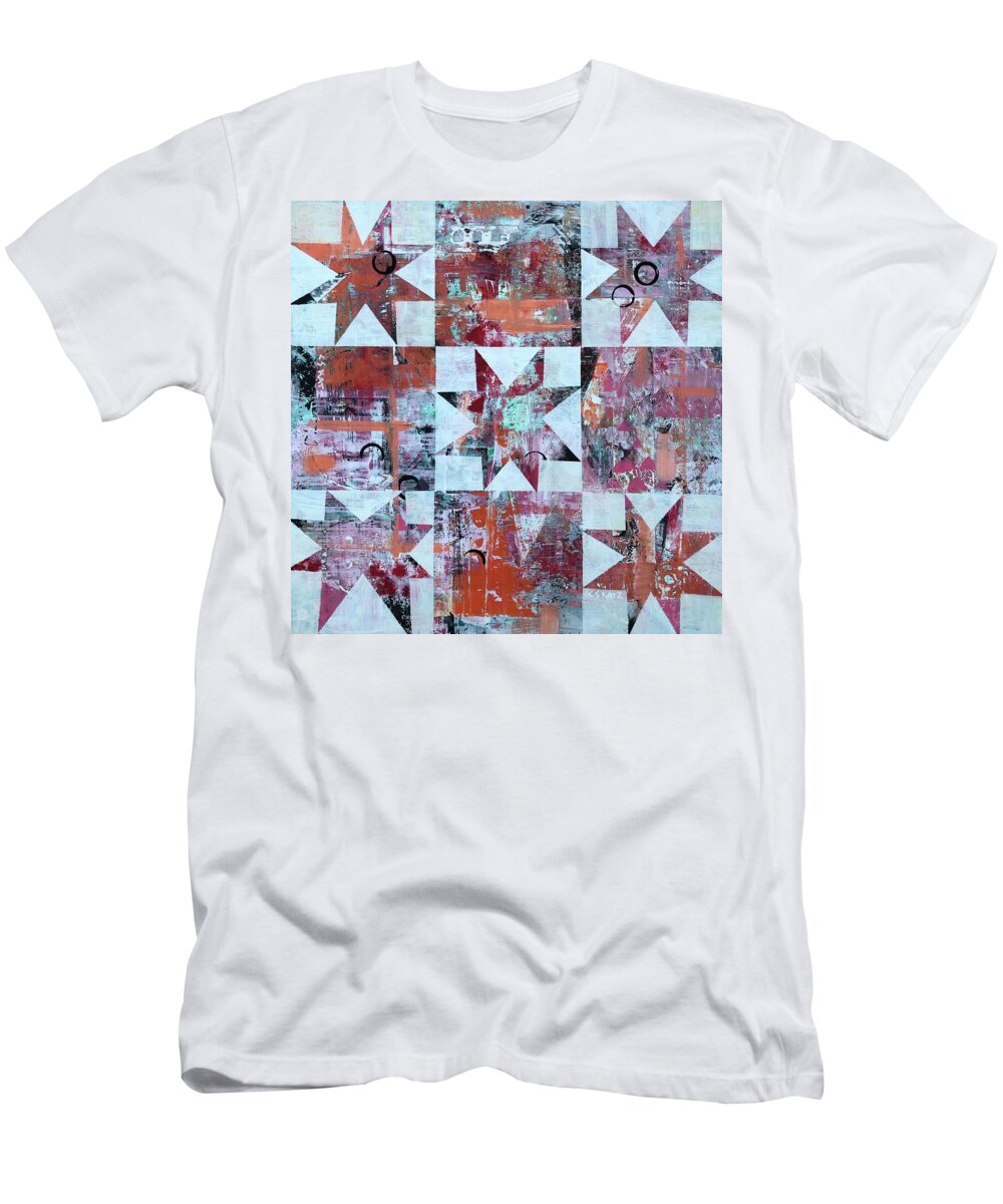 Stars T-Shirt featuring the painting Five Stars by Cyndie Katz