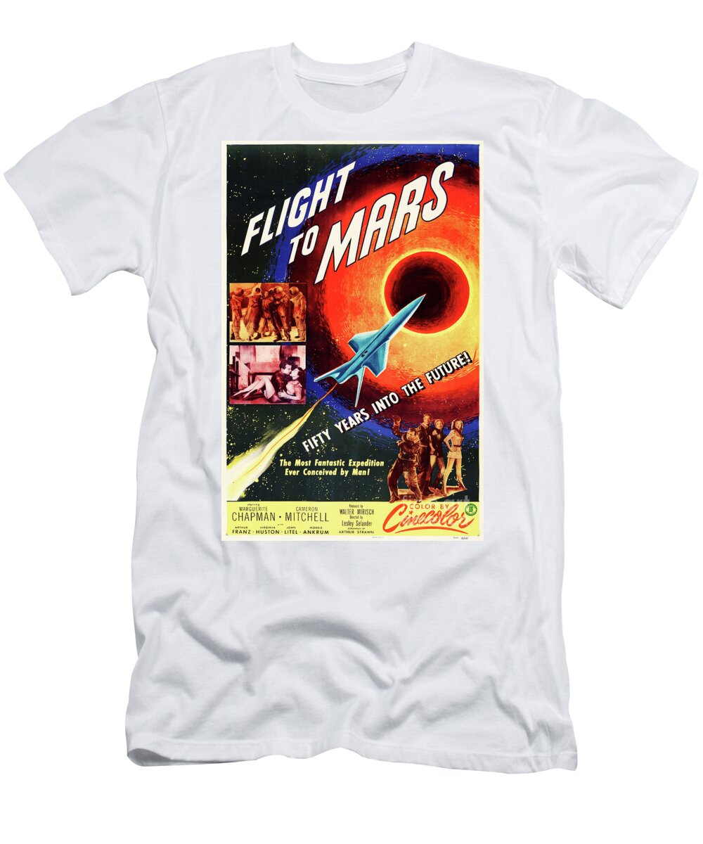 To Mars Old American Science Fiction Movie Poster T-Shirt by Retro Posters Pixels