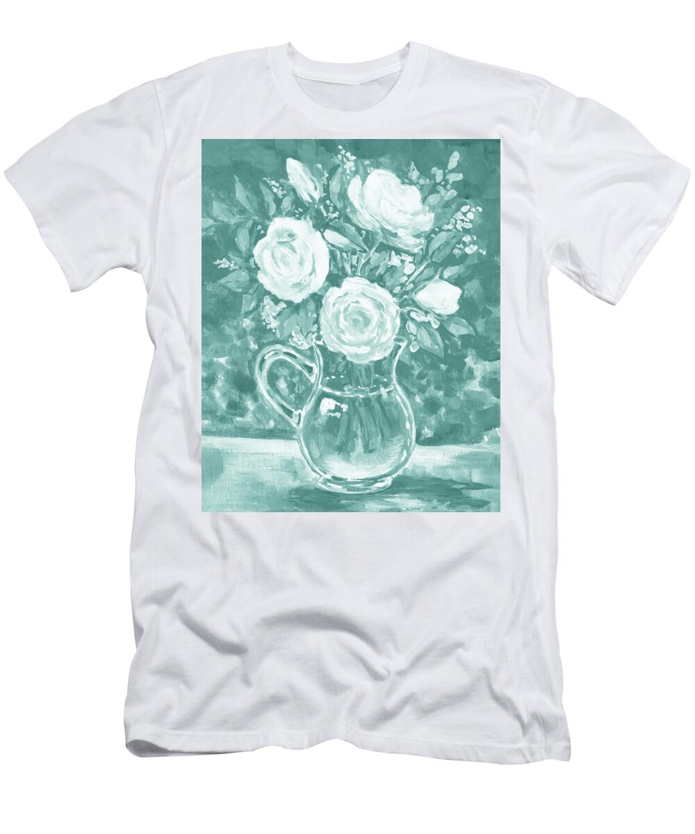 Flowers T-Shirt featuring the painting Floral Impressionism Soft And Cool Vintage Pallet Summer Flowers Bouquet IX by Irina Sztukowski