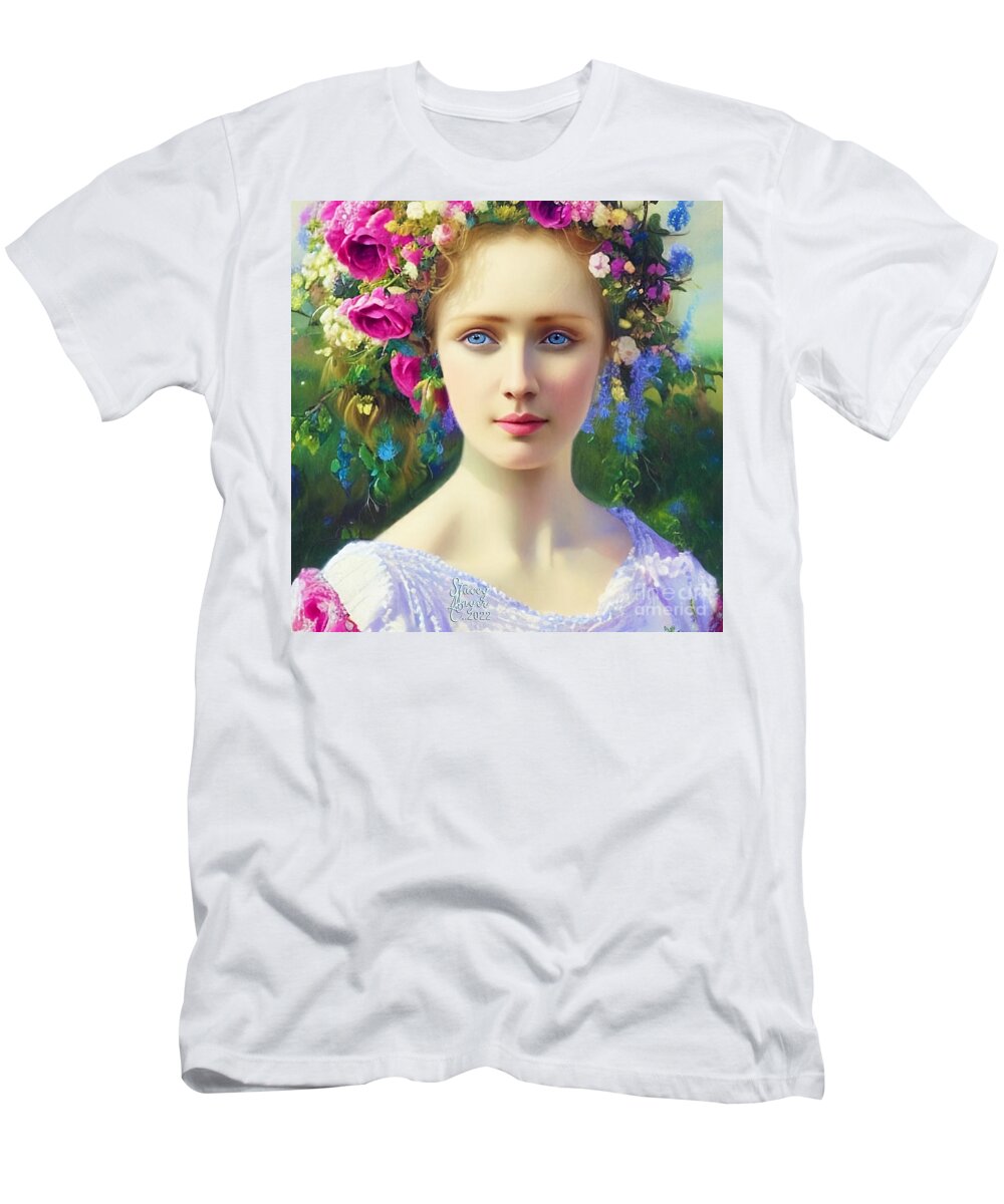 Flower Art T-Shirt featuring the digital art Flower Fantasy Caroline by Stacey Mayer