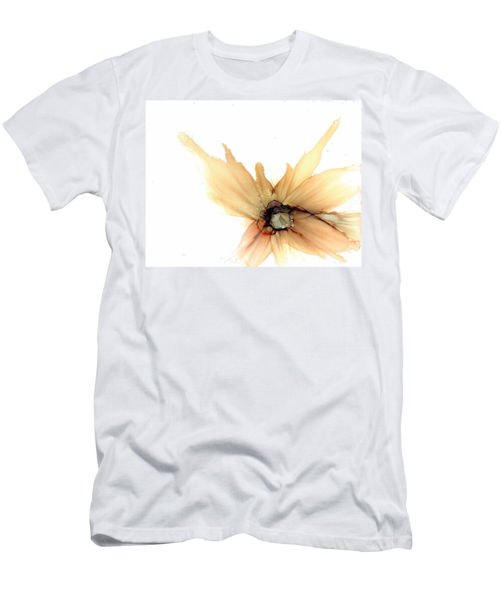 Flower T-Shirt featuring the painting Flower Yellow Neutral by Joyce Clark