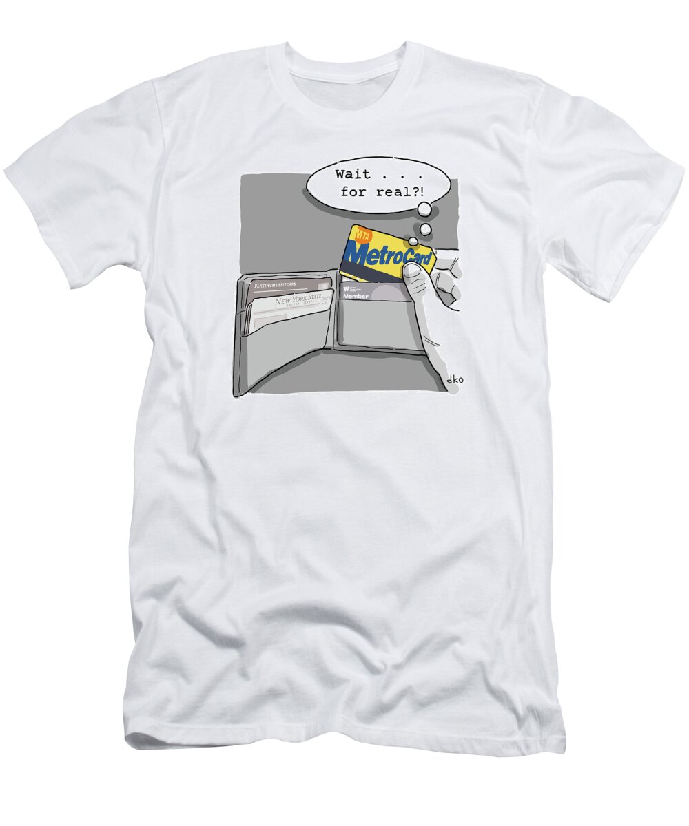 Captionless T-Shirt featuring the drawing For Real? by David Ostow