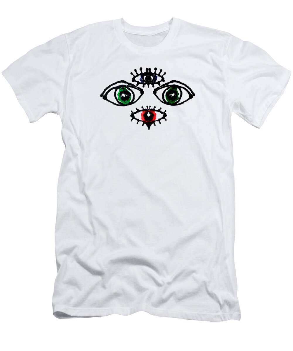 Abstract T-Shirt featuring the painting Four Eyes by Stephenie Zagorski