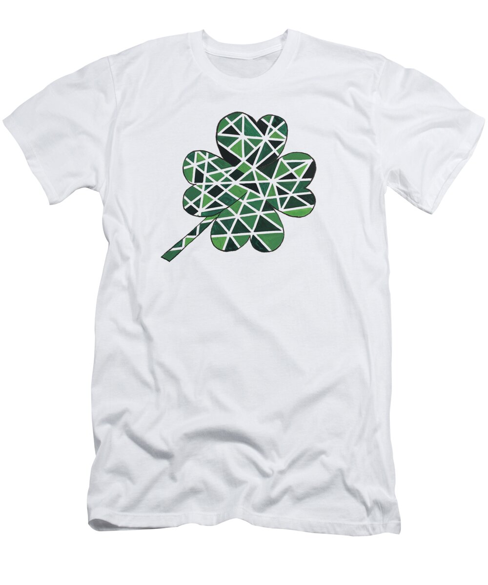 Four Leaf Clover T-Shirt featuring the mixed media Four Leaf Clover by Lisa Neuman